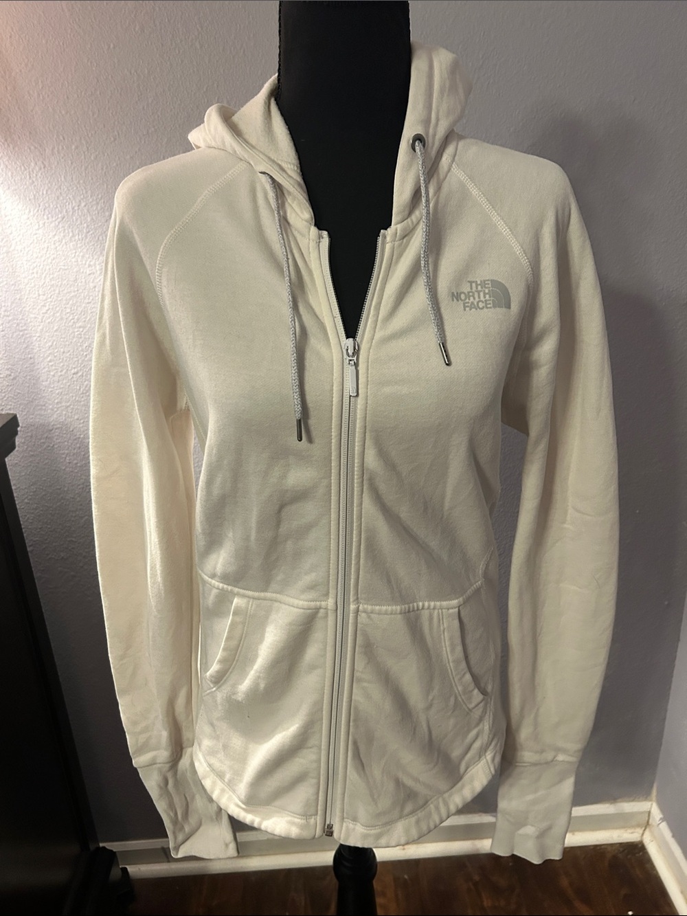 The North Face Women Off-White Zip-Up Hoodie Size Small